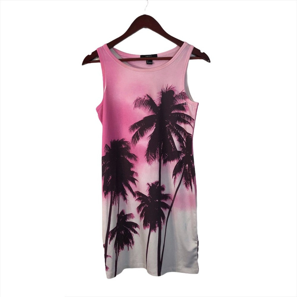 Forever 21 Pink Sunset Palm Tree Dress